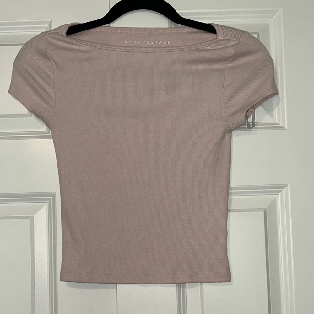 Aeropostale Tan Fitted Cap Sleeve T-Shirt